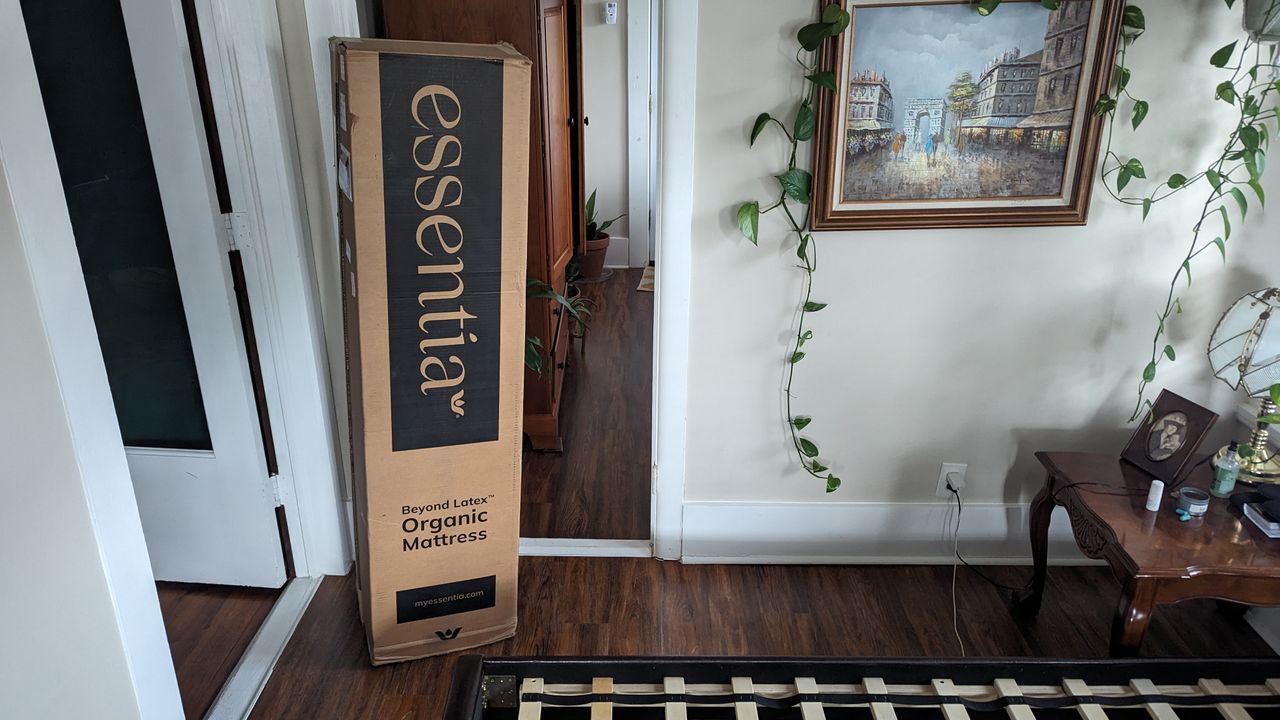 The unboxing process for our queen-sized Essentia Stratami Organic mattress