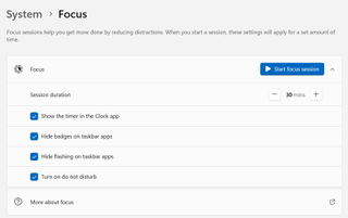 Windows 11 Focus settings