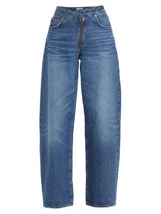 Mid-Rise Angled Barrel Jeans