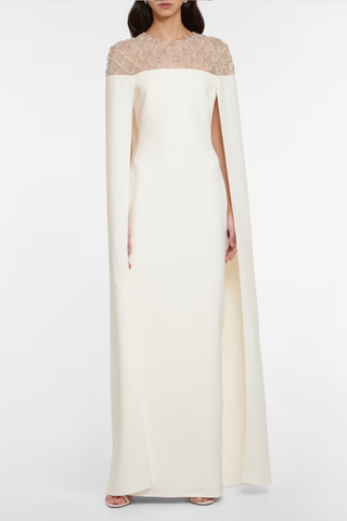 SAFIYAA Bridal embellished crêpe cape gown