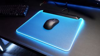 The best mouse pads used on a black desk with lighting enabled, if applicable.