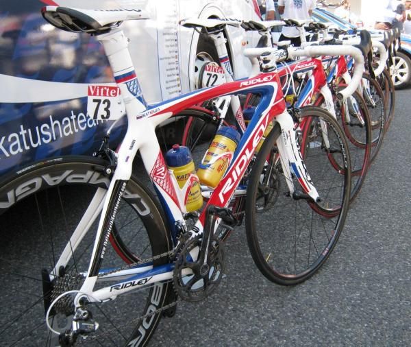 The red, white and blue Ridley bikes ridden by Katusha