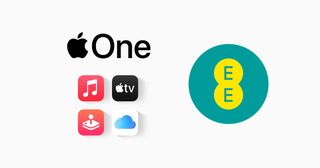 The Apple One and EE logos side by side.