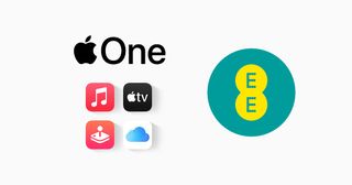  Los logotipos de Apple One y EE uno al lado del otro.