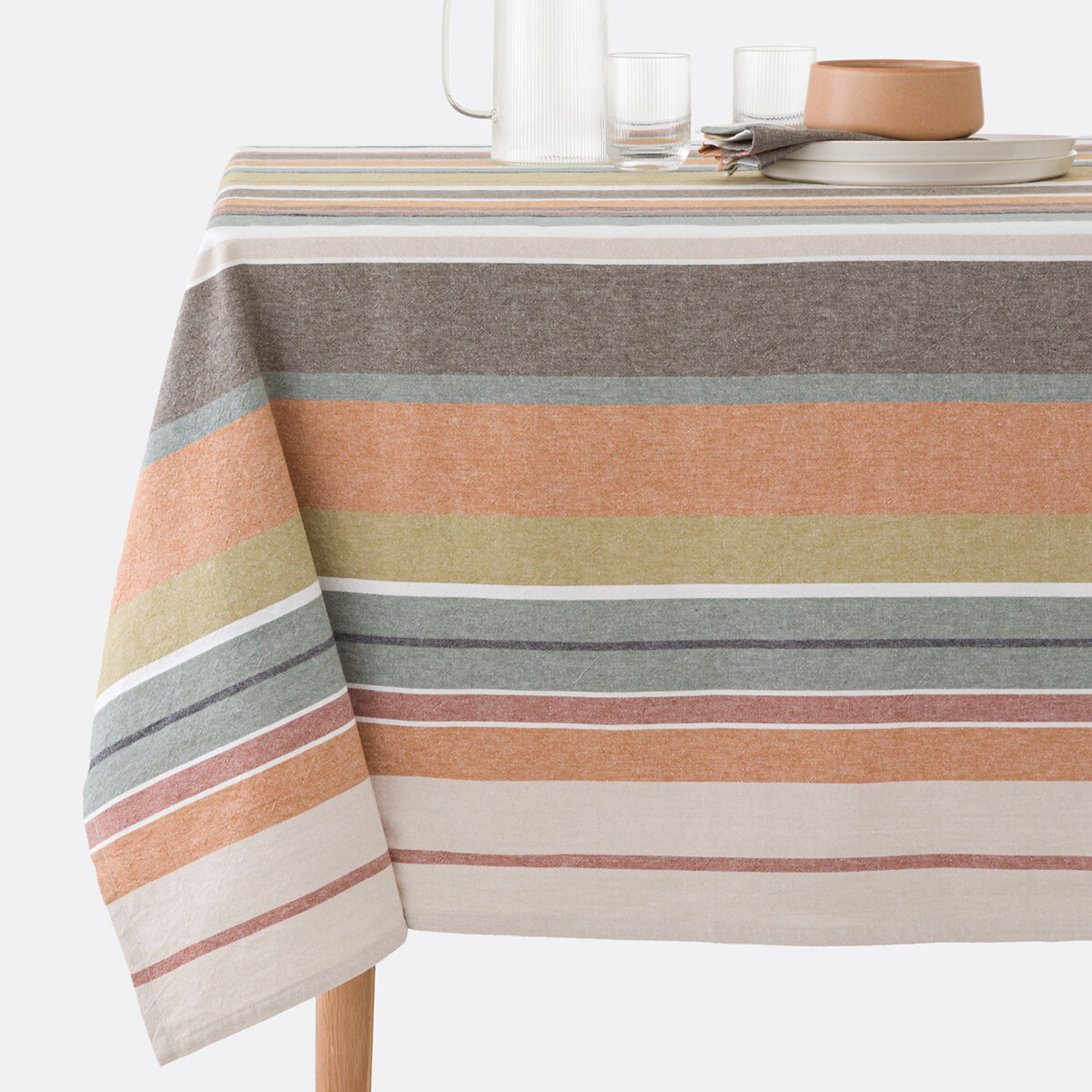 La Redoute Antika Striped Tablecloth in Washed Woven-Dyed Cotton