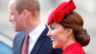 close-up shot showing Kate Middleton wearing a hairnet over a low updo