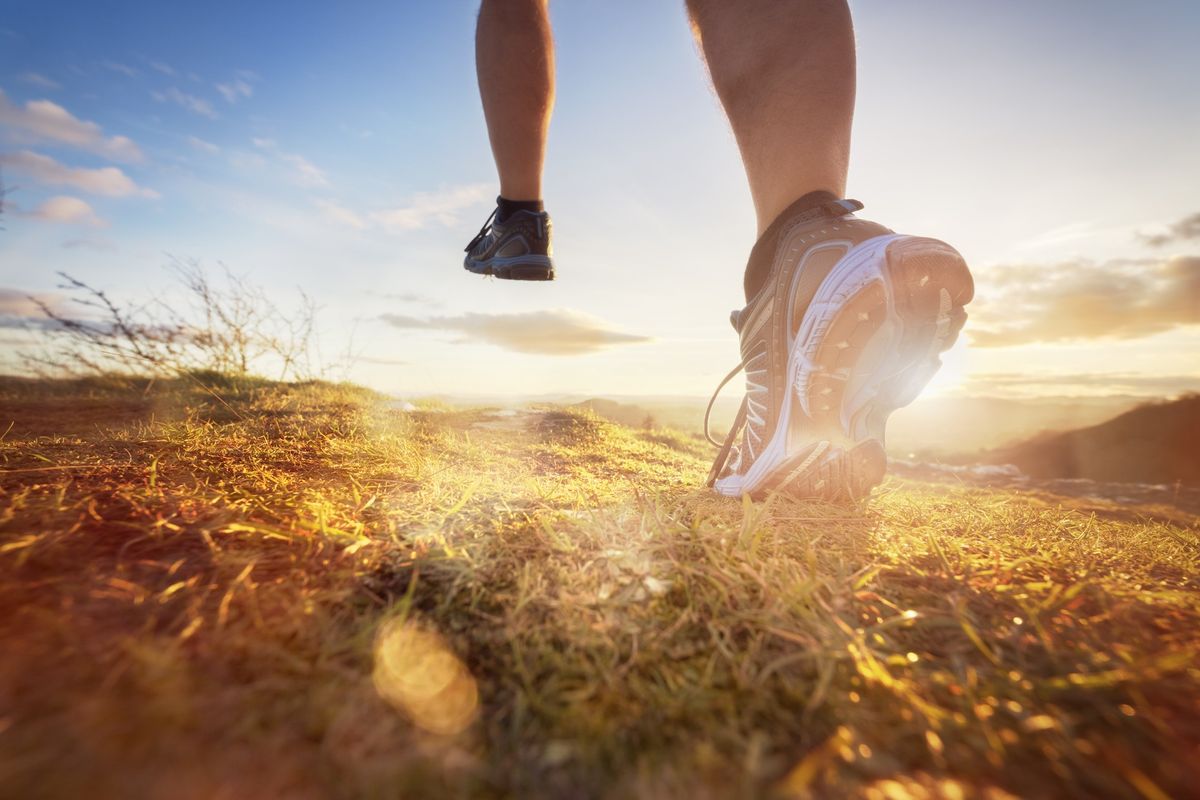 trail running shoes on the trail