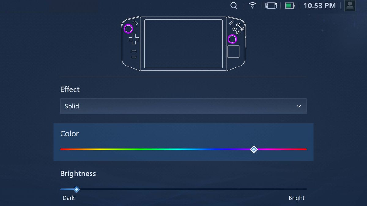 Legion Space RGB settings for Legion Go.