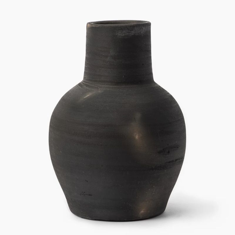 black sculptural vase