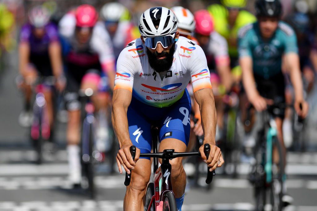 AIRE SUR LA LYS FRANCE MAY 06 Geoffrey Soupe of France and Team Total Energies crosses the finish line during the 66th 4 Jours De Dunkerque Grand Prix Des Hauts De France 2022 Stage 4 stage from Mazingarbe to AiresurlaLys 4JDD on May 06 2022 in Aire sur la Lys France Photo by Luc ClaessenGetty Images