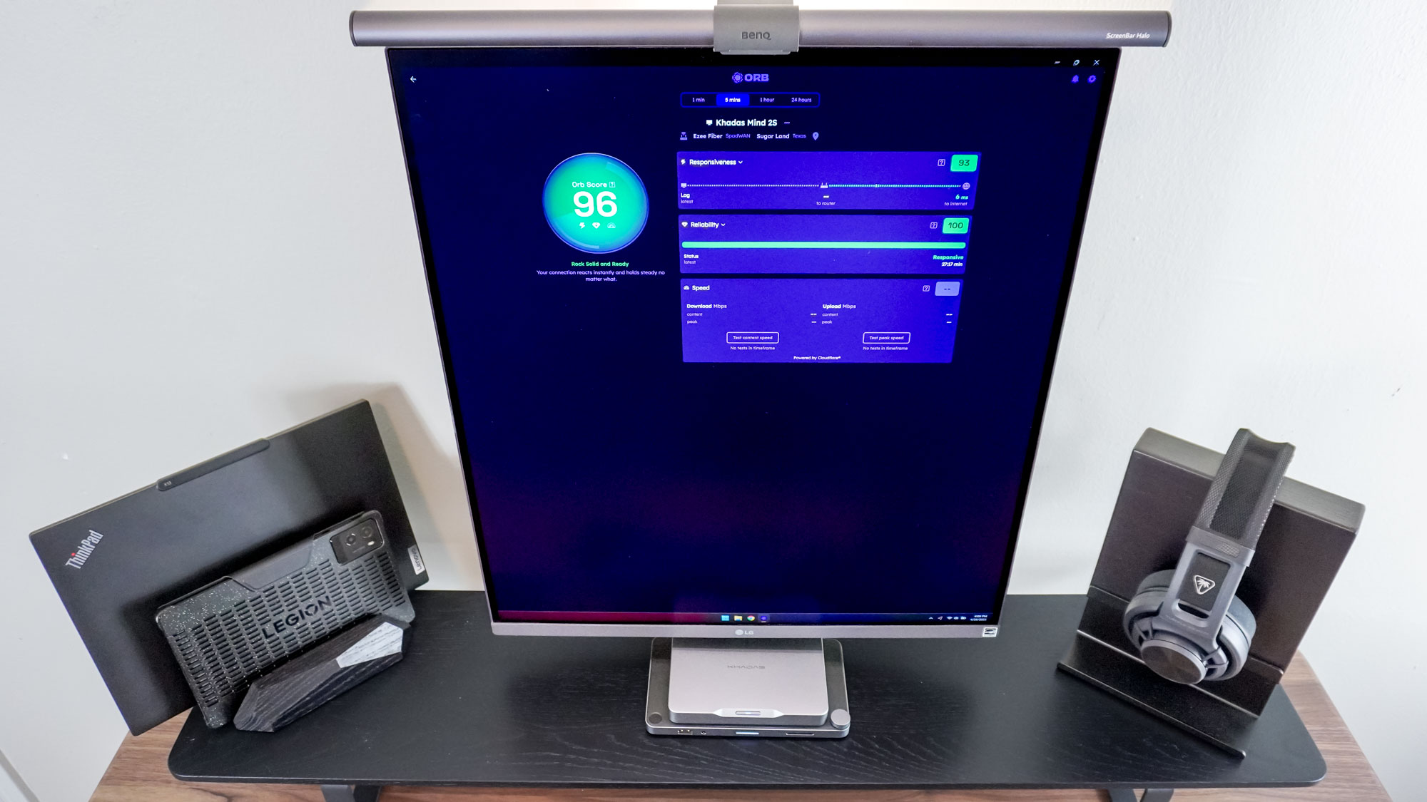 The Orb app running on the Khadas Mind 2S on the LG DualUp monitor at a desk