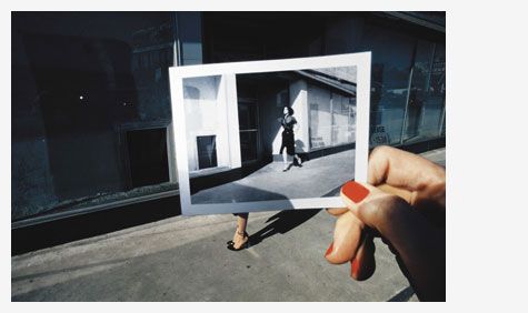 Black and white photo from Guy Bourdin exhibition 