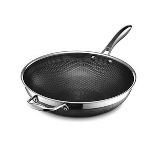 Hexclad Hybrid Nonstick 12-Inch Wok, Stay-Cool Handle, Dishwasher and Oven Safe, Compatible With All Cooktops, Induction Ready