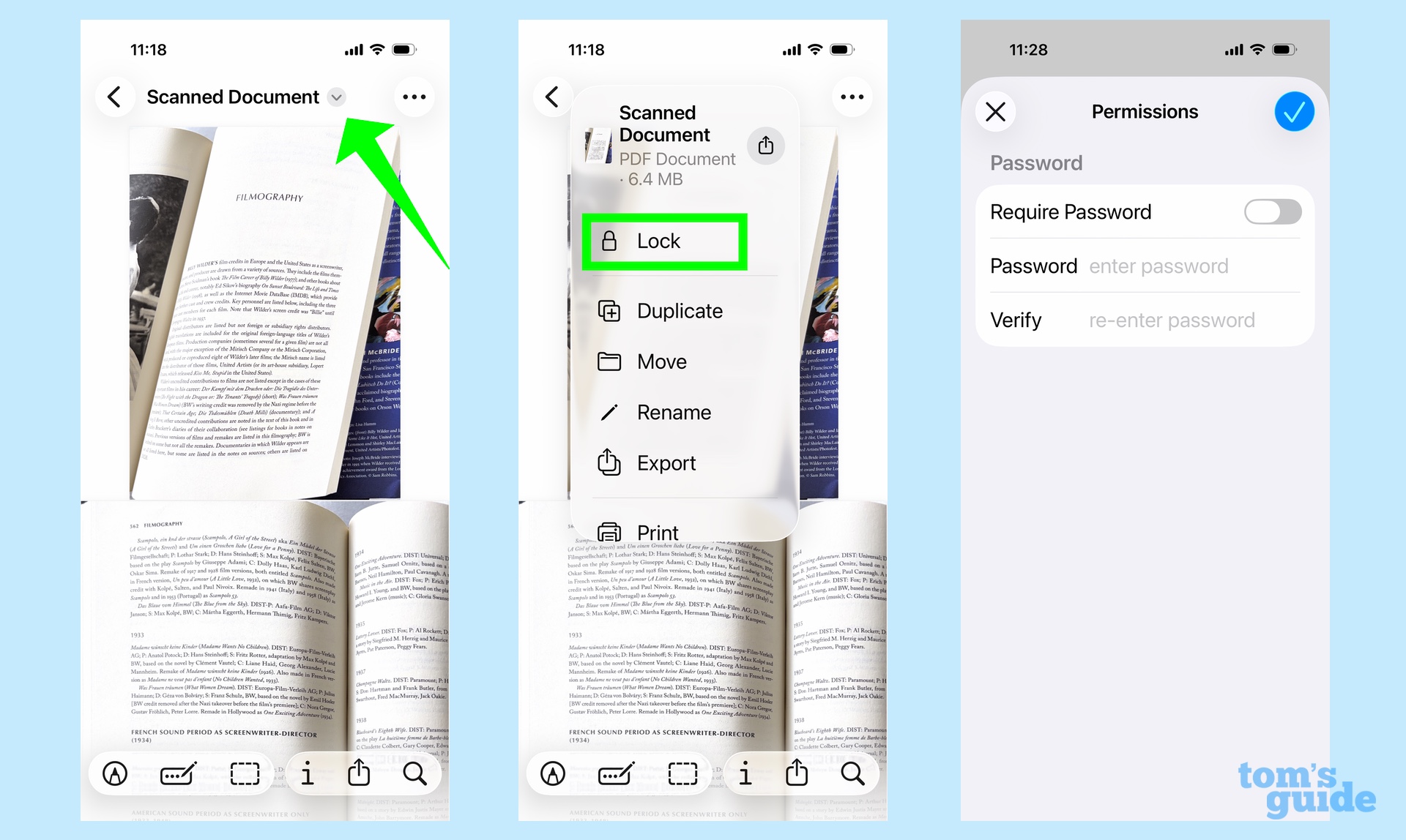 locking a file in Preview with a password