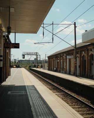 Train platform and train tracks in London