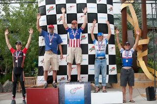 David Clinger, second from left, finished second at the 2009 US men's elite road national championships, but has been stripped of his result after a positive doping test.