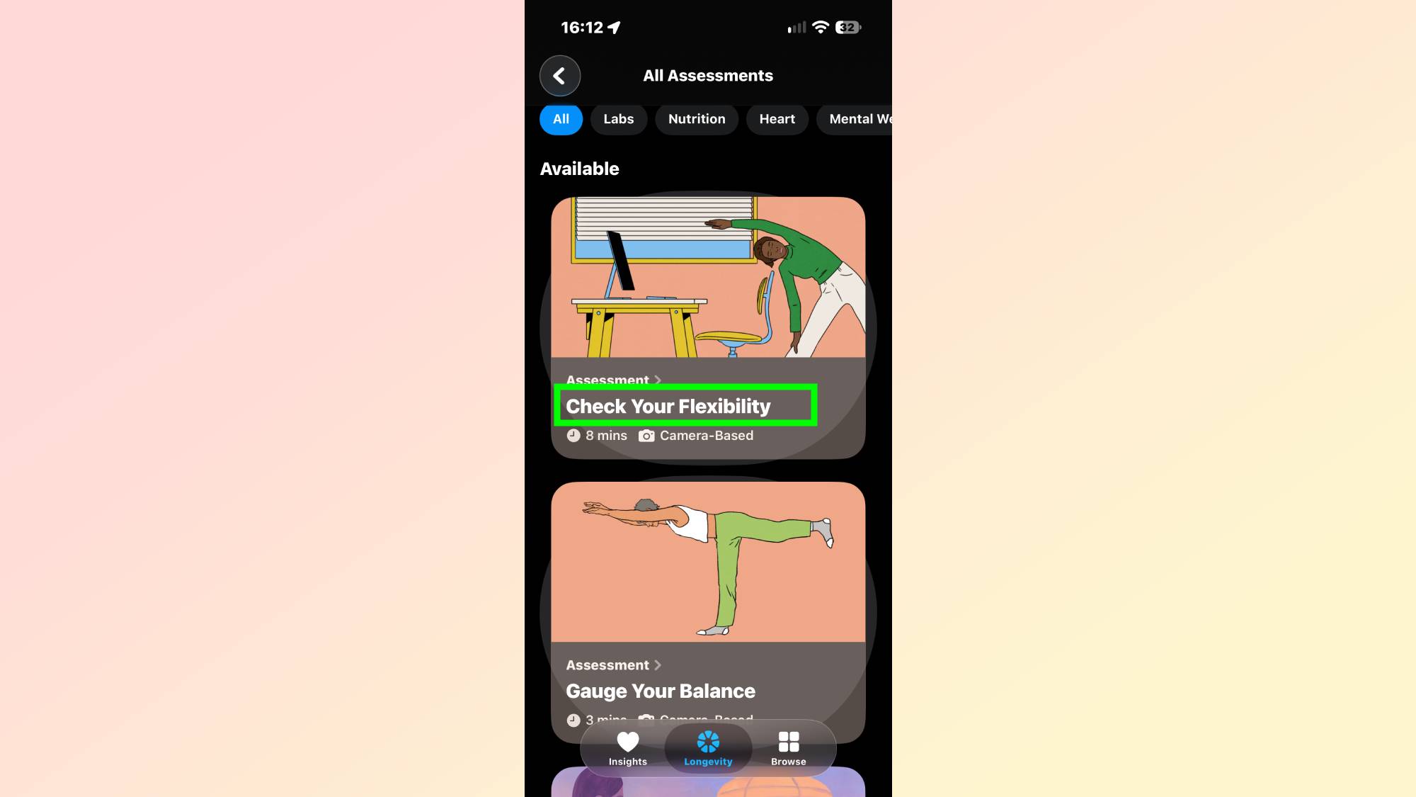 Guided assessments in iOS 27.2 beta on iPhone in Health app
