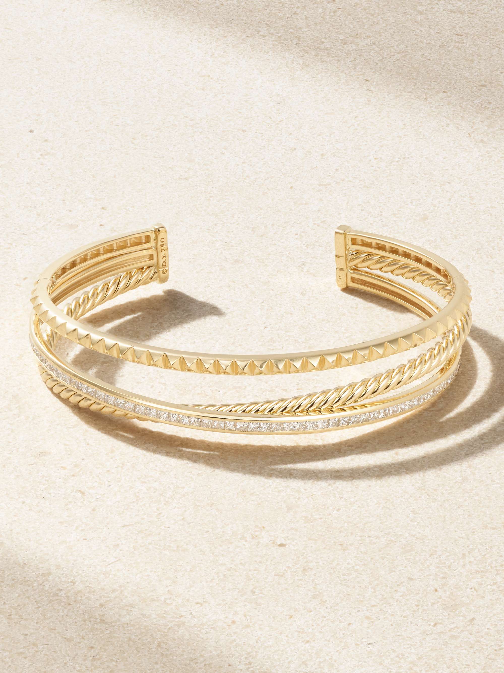 Crossover Trio 18-Karat Gold Diamond Cuff