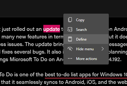 Edge Mini Menu Define
