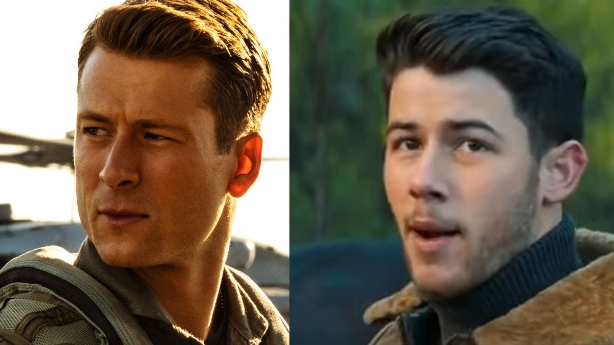 Glen Powell in Top Gun: Maverick and Nick Jonas in Jumanji: The Next Level