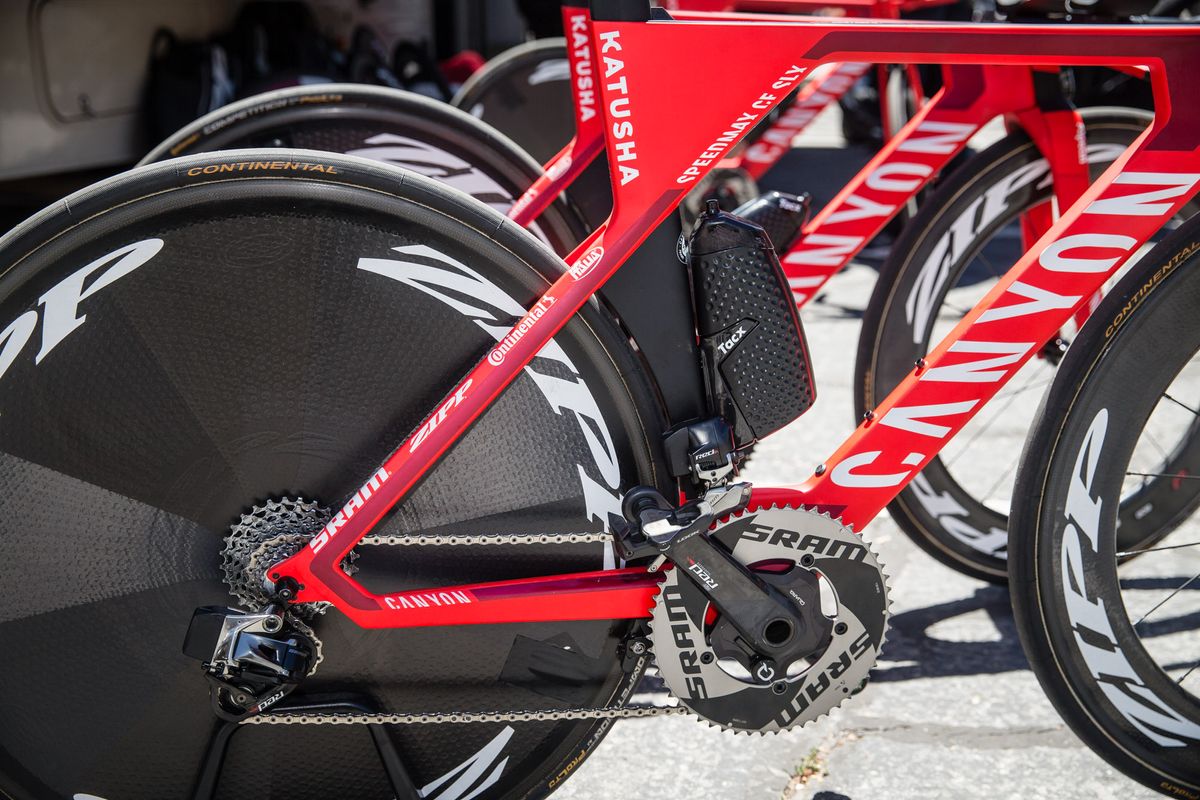 Even the time trial specific water bottles feature dimples to improve air flow over the bike