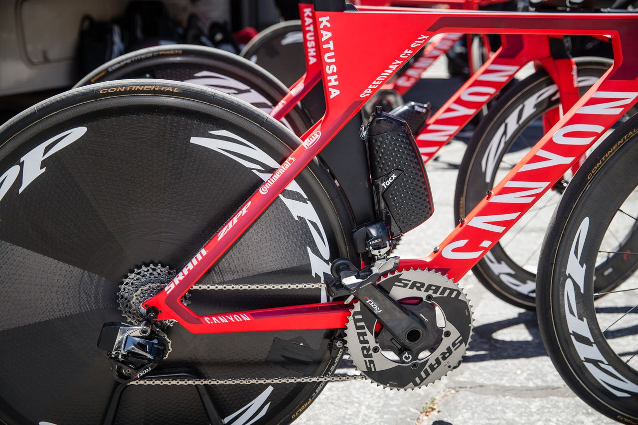 Even the time trial specific water bottles feature dimples to improve air flow over the bike