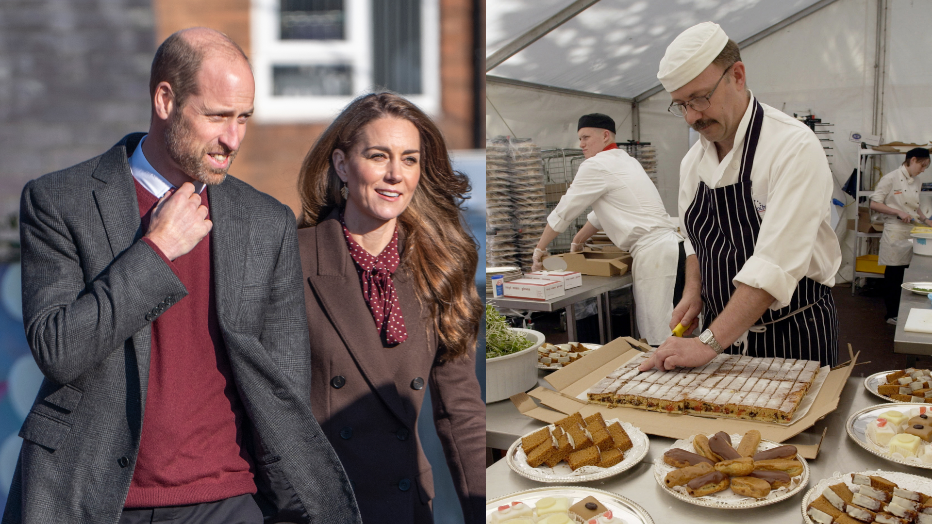 Prince William, Princess Kate, and members of royal staff