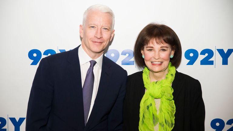Anderson Cooper and Gloria Vanderbilt attend A Conversation With Anderson Cooper And Gloria Vanderbilt at 92Y on April 14, 2016 in New York City.