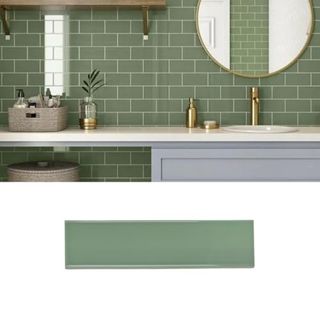 3x12 Olive Green Ceramic Subway Wall Tile Backsplash for Kitchen, Bathroom Shower, Accent Decor, Fireplace by Usct (box of 12 Sq.ft)