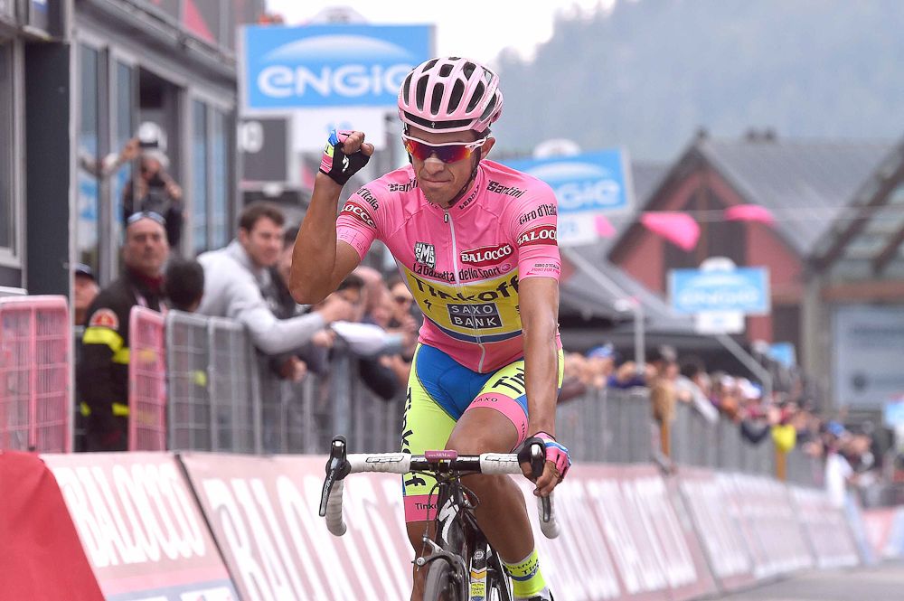 Alberto Contador shows his relief after stage 20.