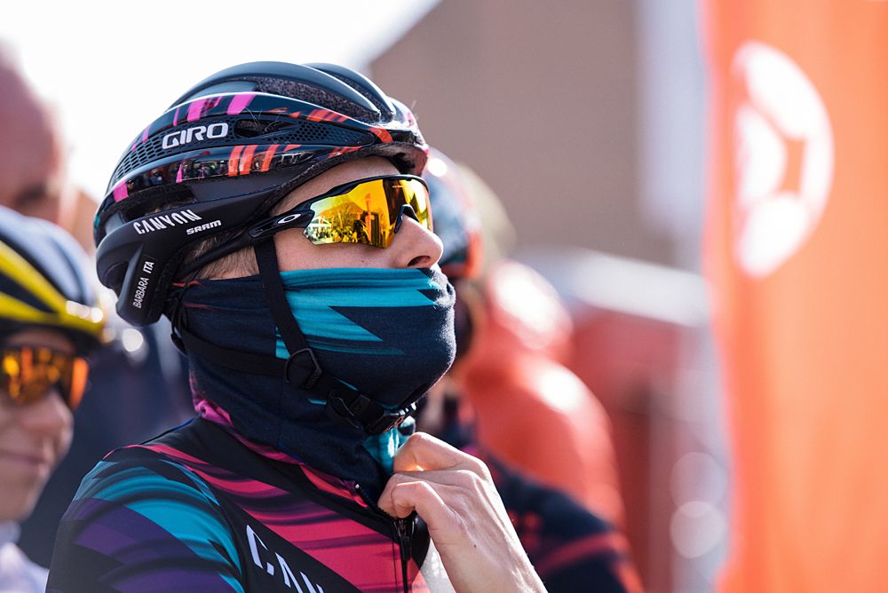 Barbara Guarischi wearing her entire Canyon//SRAM wardrobe for a cold day in Tielt Winge- 2016 Omloop van het Hageland - Tielt-Winge