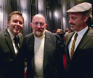 Kip Thorne is joined by Philip Johnson, to left, and Kenneth Hughes, right.