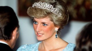 MUNICH, GERMANY - NOVEMBER 05: Diana, Princess Of Wales Attending A Banquet In Munich, Germany. Wearing The Spencer Tiara.
