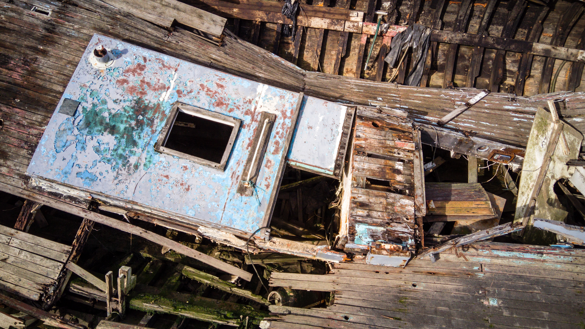 Photo of derelict boats taken with the Potensic Atom drone
