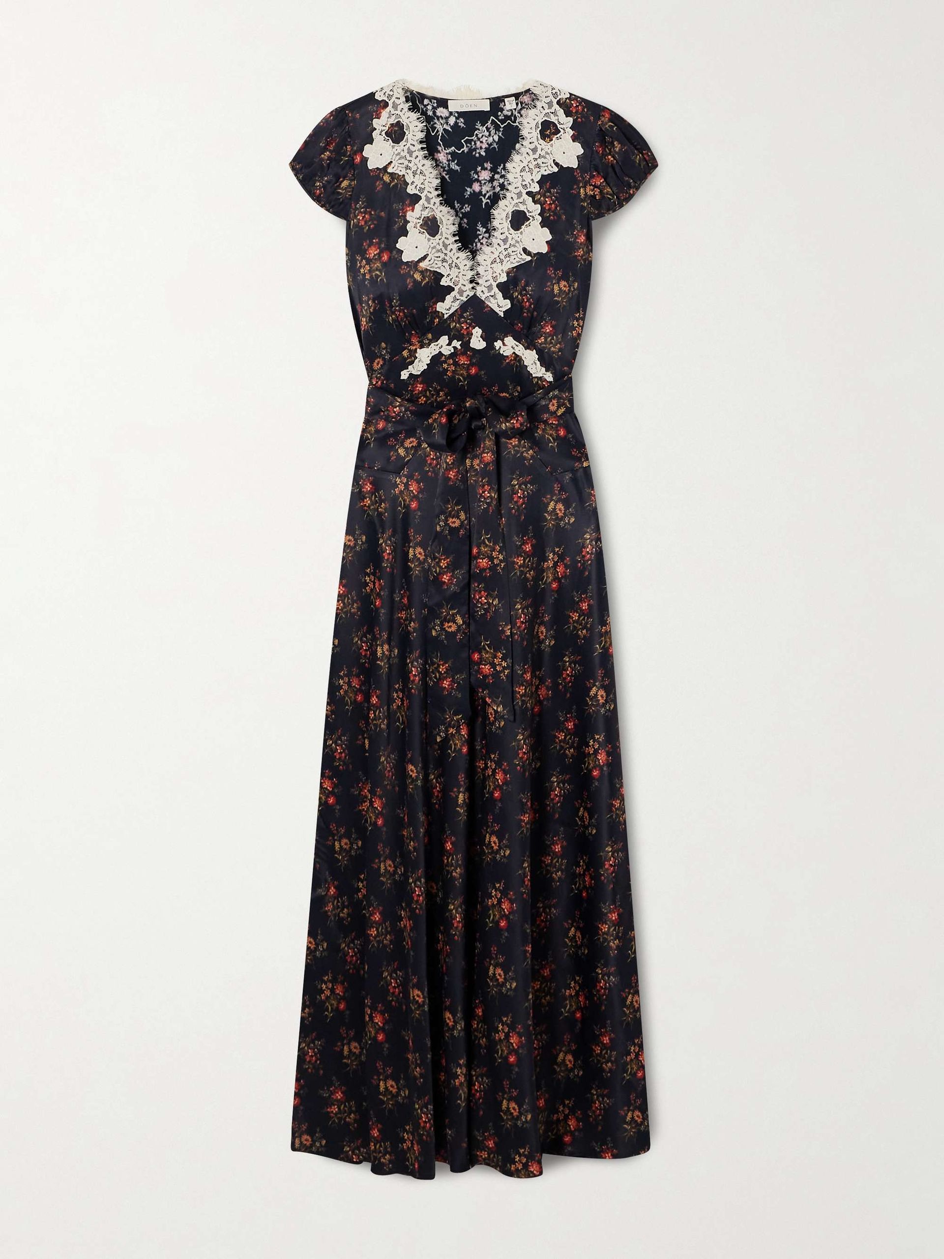 Coraline Floral-Print Satin Midi Dress