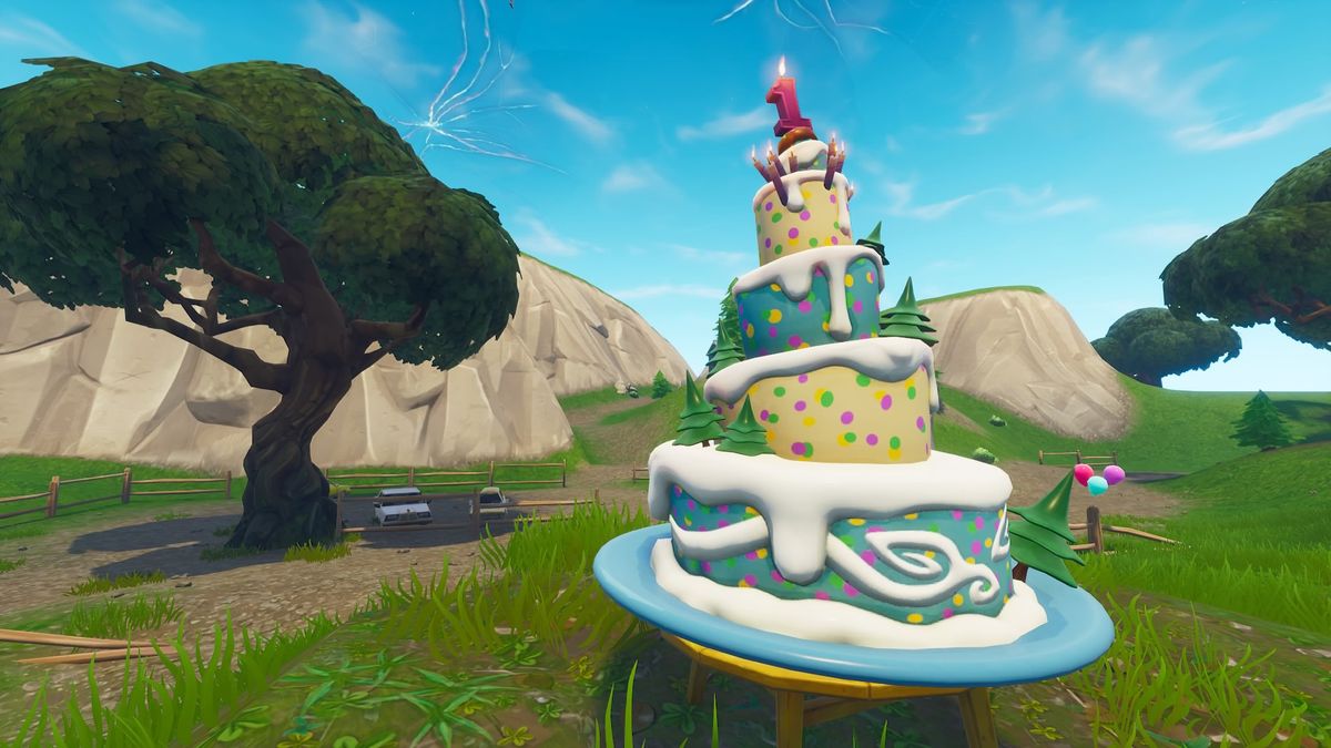 All 10 Fortnite birthday cake locations - dance in front of different ...