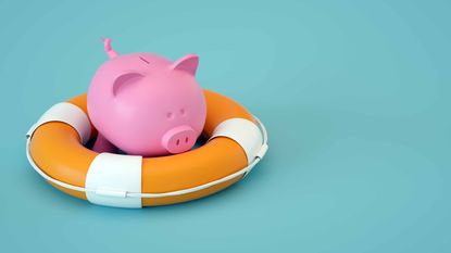 piggy bank in life preserver