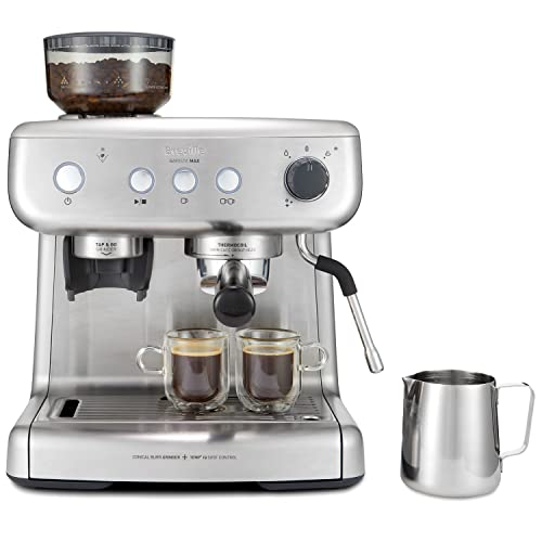 Breville Barista Max Espresso Machine | Latte &amp;amp; Cappuccino Coffee Maker With Integrated Bean Grinder &amp;amp; Steam Wand | 2.8 L Water Tank | 15 Bar Italian Pump | Stainless Steel