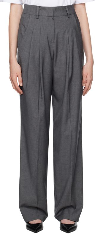 Gray Gelso Pleated Trousers