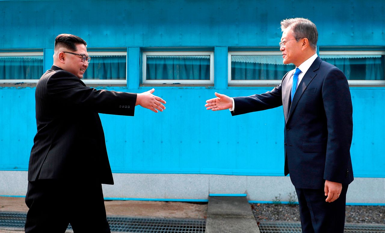 Kim Jong Un and Moon Jae-in.