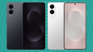 The Samsung Galaxy S25 Edge in black and white on a green background