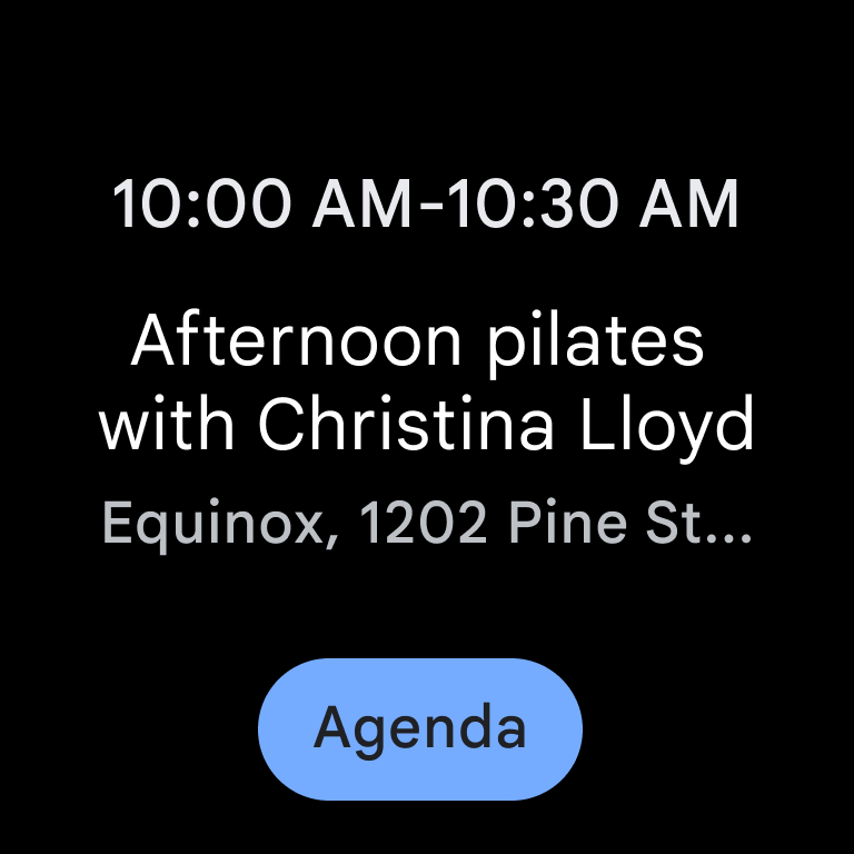 Captura de tela da Agenda do Wear OS