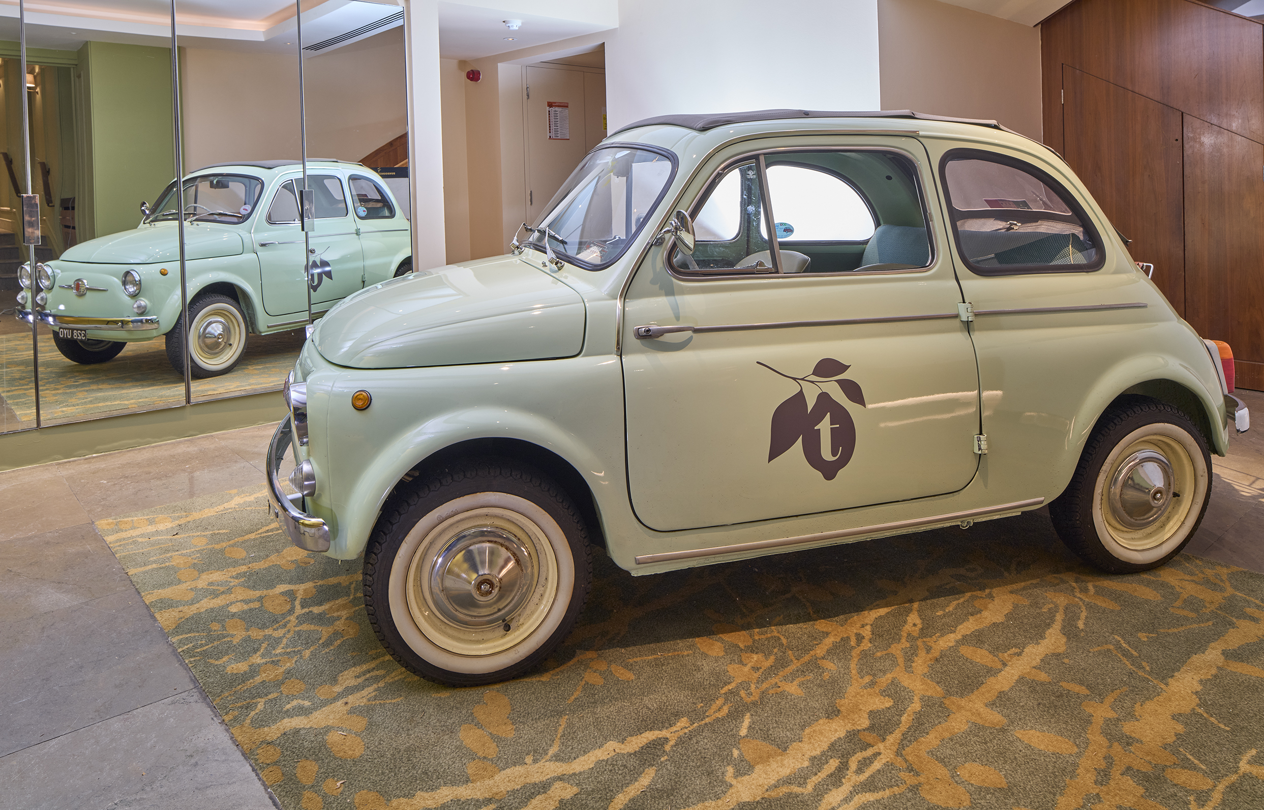 Fiat 500 at Tortello restaurant, Royal Lancaster hotel, London