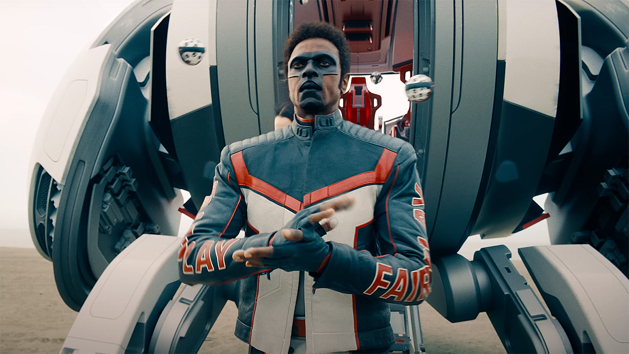 Mister terrific exiting his vehicle in Superman