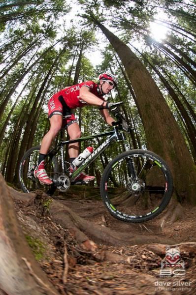 A Team DCM rider on some roots.
