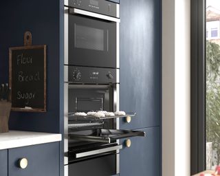 NEFF smart oven in a blue kitchen