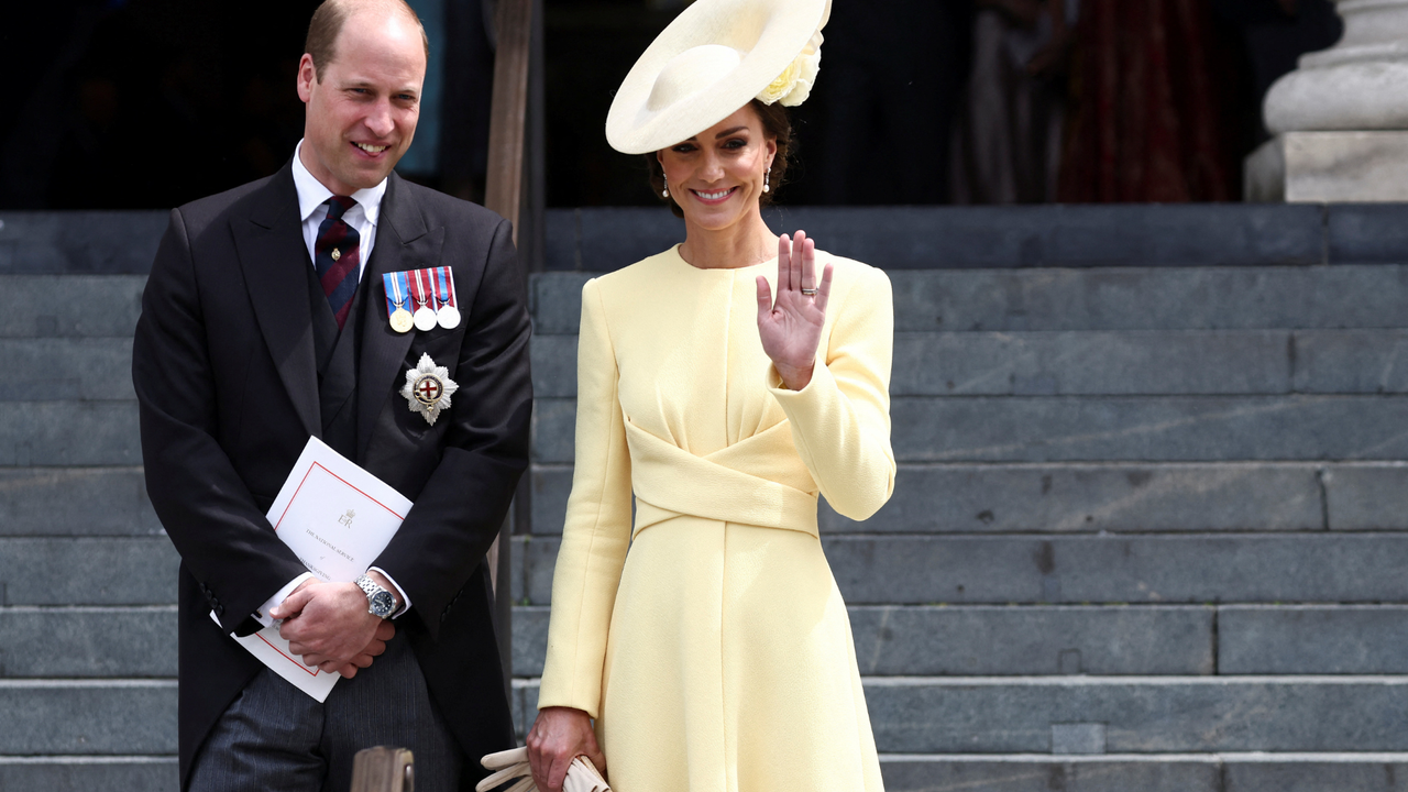 Prince William, Duke of Cambridge and Catherine, Duchess of Cambridge depart after the National Service of Thanksgiving to Celebrate the Platinum Jubilee of Her Majesty The Queen at St Paul&#039;s Cathedral on June 3, 2022 in London, England. The Platinum Jubilee of Elizabeth II is being celebrated from June 2 to June 5, 2022, in the UK and Commonwealth to mark the 70th anniversary of the accession of Queen Elizabeth II on 6 February 1952