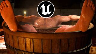 Tub Geralt with the Unreal Engine logo
