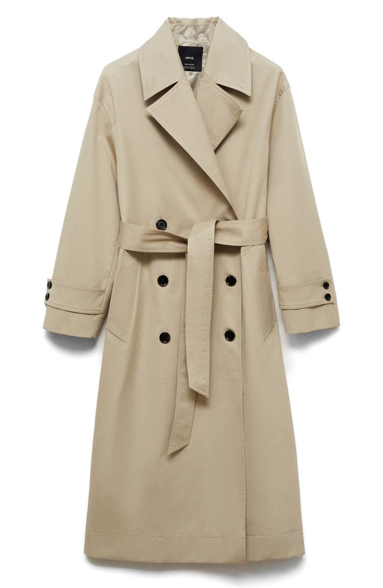 Oversize Tie Waist Double Breasted Trench Coat