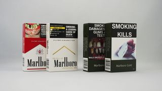 Australian cigarette packets in 2012 and 2014